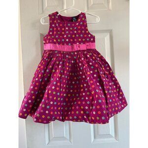 Baby Gap 2003 Girl's Dress Empire Waist Maroon With Multi Colored Flowers